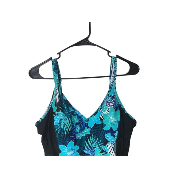 Vermont Country Store Swimsuit Women's Size 14 D Blue Black One Piece - Picture 2 of 6